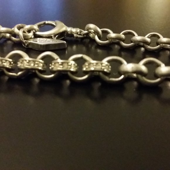Fossil Silver-tone Pave Crystal Chain Bracelet - Picture 4 of 6
